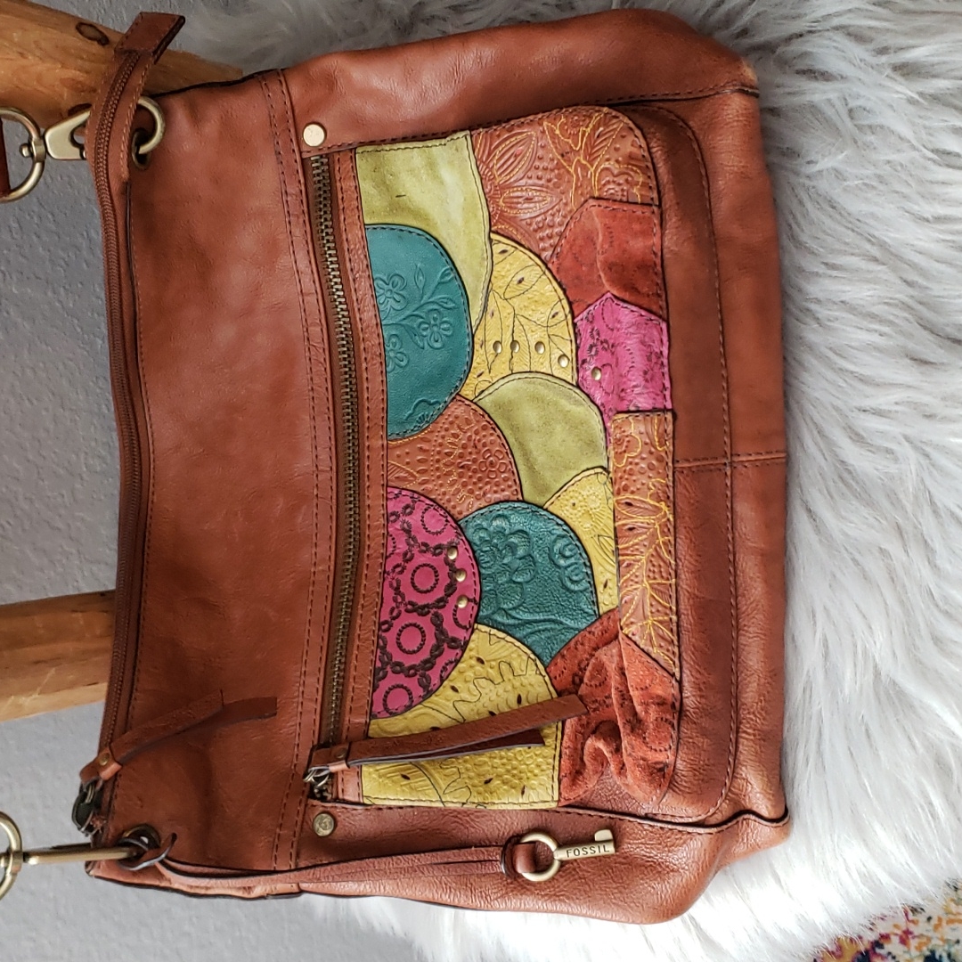 Fossil Leather Patchwork Bag
